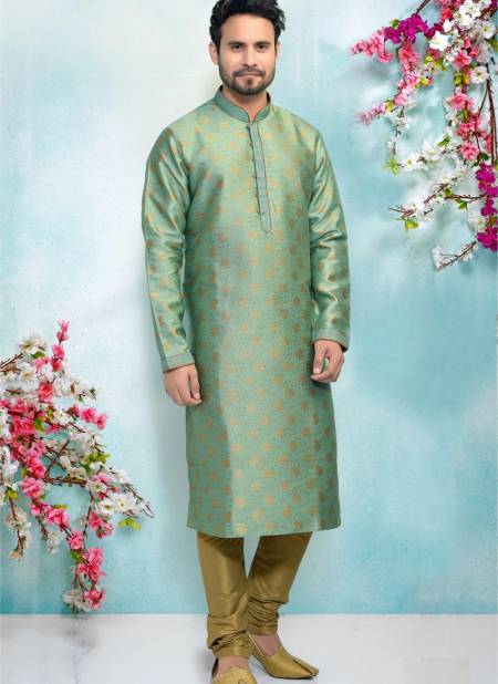 Green Colour Designer Fancy Party And Function Wear Traditional Jaquard Silk Brocade Kurta Pajama Redymade Collection 1031-8352